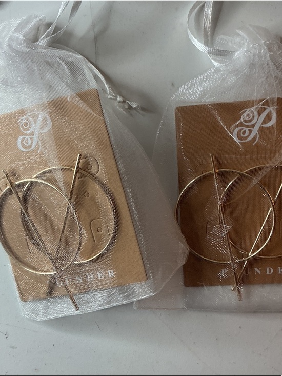 Plunder Gold Hoop & Bar Earrings Set of Two NWT - Picture 5 of 5